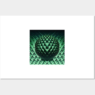 space invaders as a green sphere Posters and Art